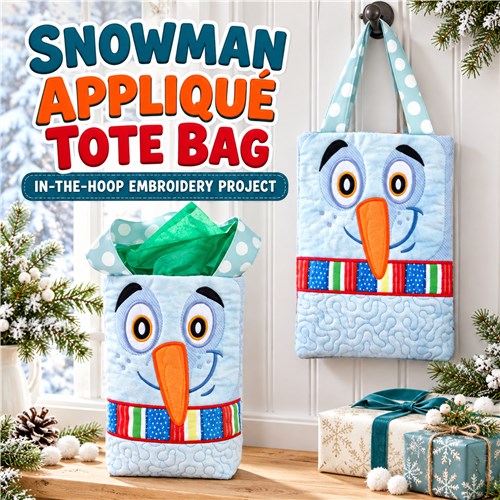 ITH Snowman Applique Tote Bag