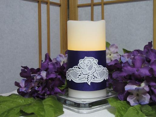 Freestanding Lace & Ribbon Candle Wrap