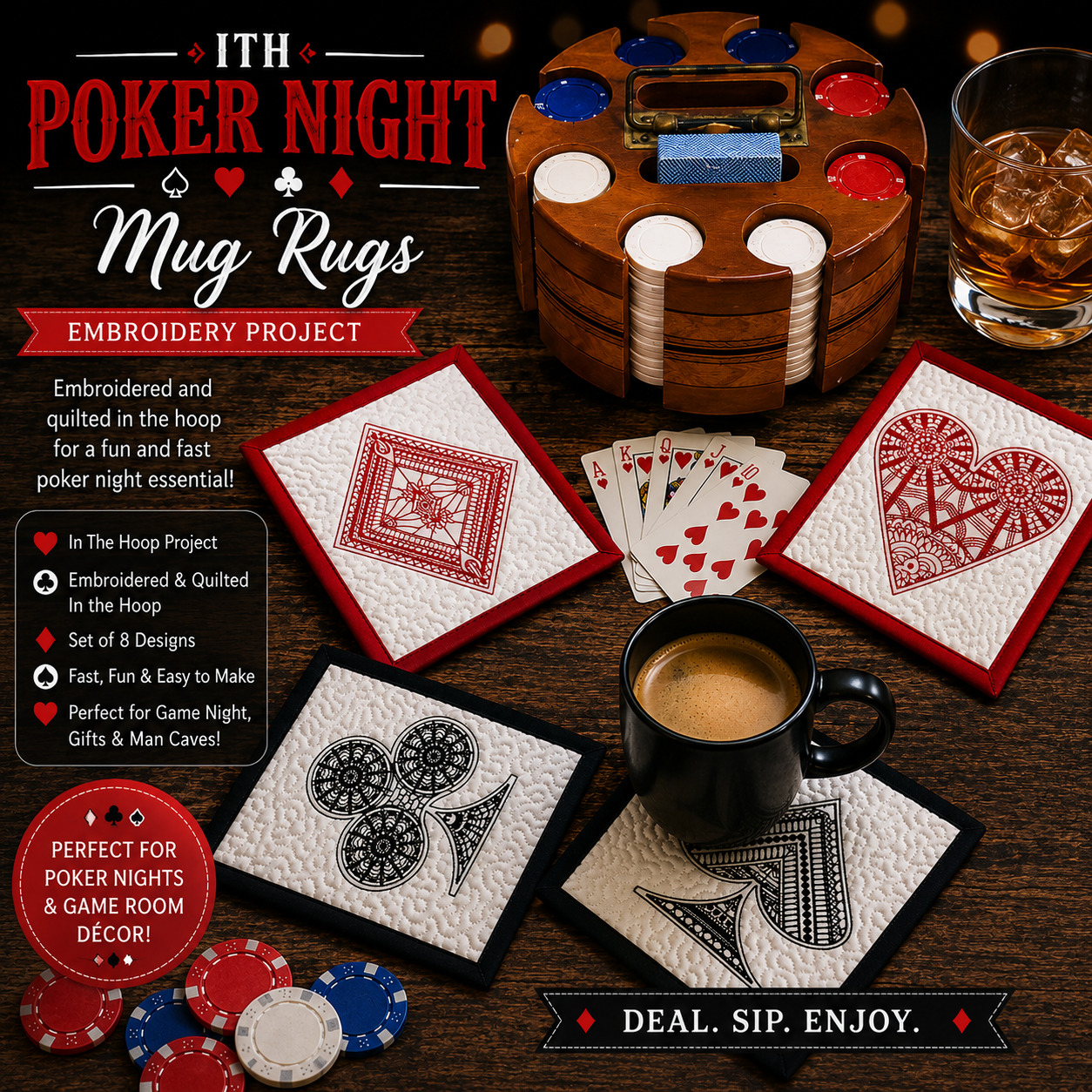 Quilt Card Game Mug Rugs Set