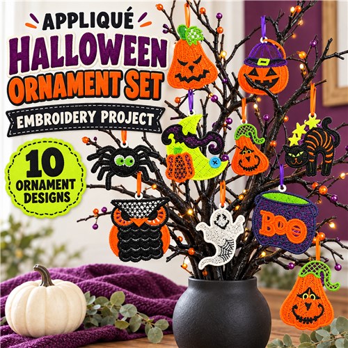 Applique Halloween Ornament Set