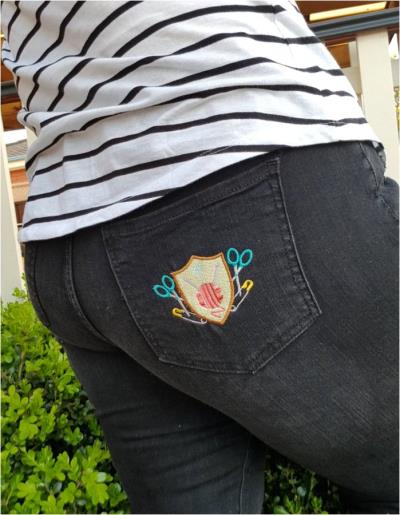 Sewing Crest Pocket On Jeans