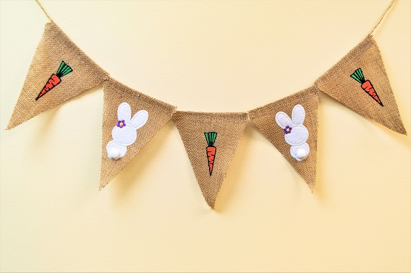 Springtime 3D Bunny Applique Pennant Banner