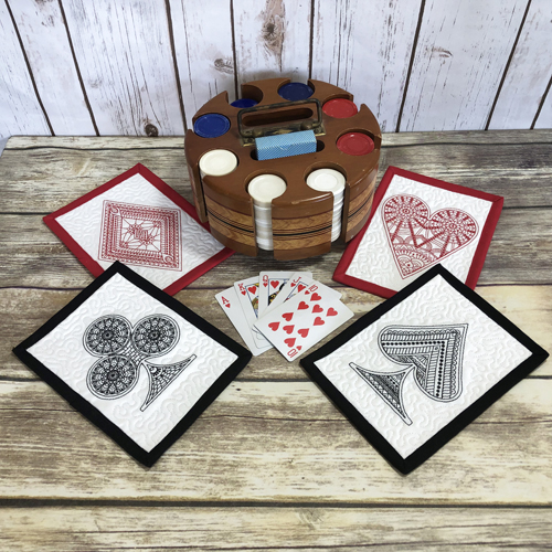 ITH Poker Night Mug Rugs Embroidery Project by Pat Williams ...