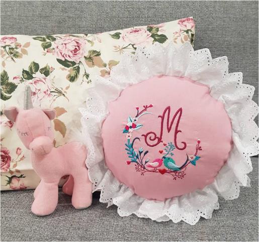 Monogram Ruffle Cushion
