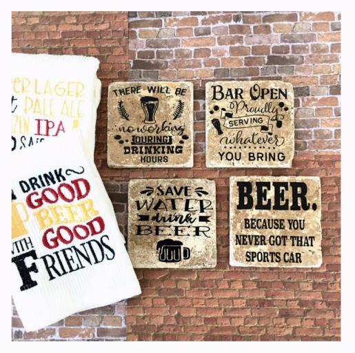 Beer Themed Tile Coasters/SVG
