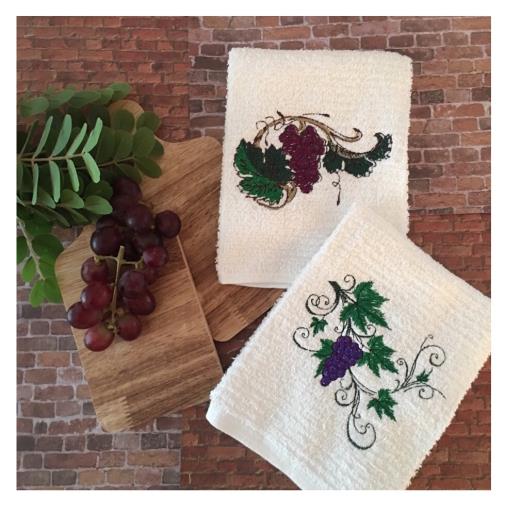 Grape Themed Embroidered Bar Mop Towel
