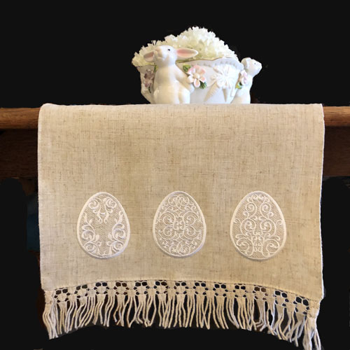 Scrolled Easter Egg Table Runner