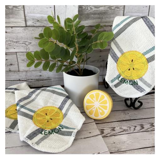 Lemon Embroidered Dish Cloth Scrubbies
