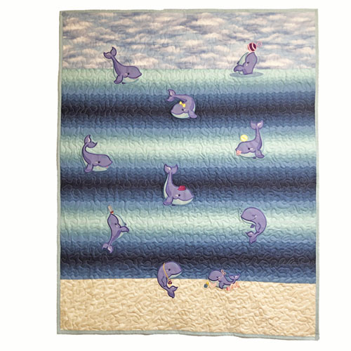 Baby Whale Appliqued Quilt Top