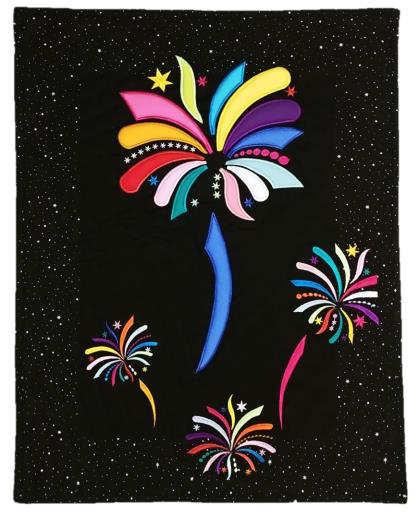 Applique Trapunto Fireworks Wall-hanging