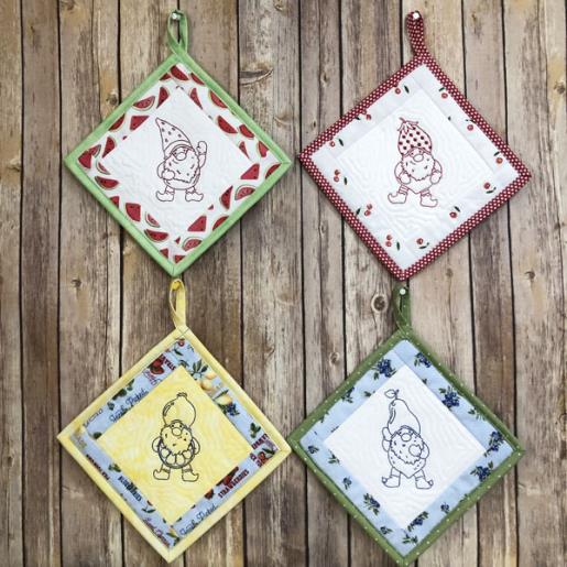 ITH Fruit Gnomes Potholders