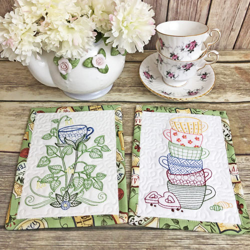 ITH Stacked Teacups Mug Rugs