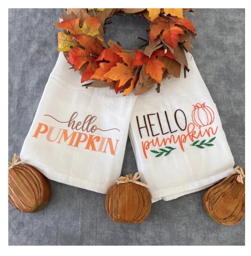 Hello Pumpkin Tea Towels / Print Art and Embroidery