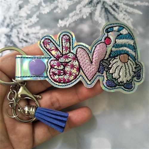 Peace Love Gnome Key Fob