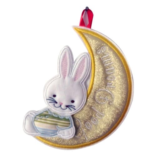 In The Hoop Embroidery Design Charming moon design with a cute bunny