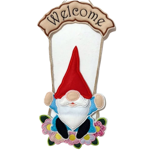 Gnome Welcome Banner In The Hoop Embroidery