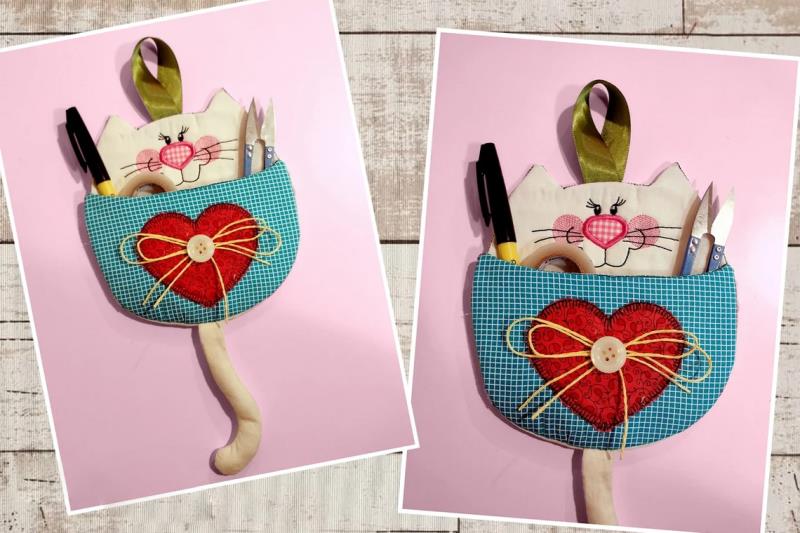 Smiling ITH Cat Pocket Organizer