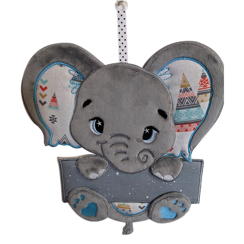 Elephant Elegance: Personalized Frame ITH Embroidery Design featuring a cute Elephant