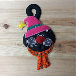 Halloween Whisker Welcome: In-The-Hoop Embroidery Design of a Cat Door Hanger