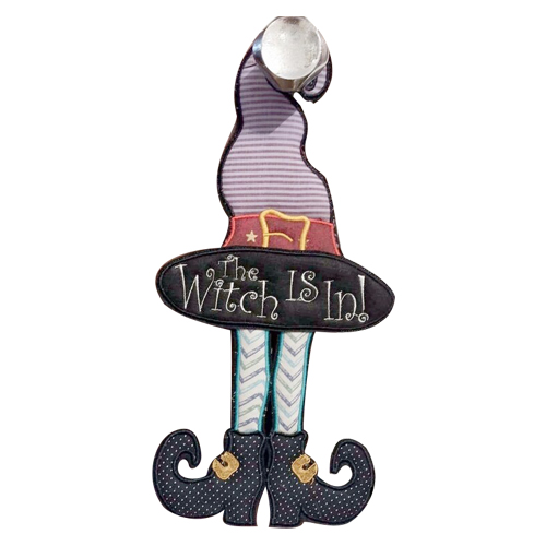 Witchy Welcome: In-The-Hoop Embroidery Design for 'The Witch Is In' Door Hange