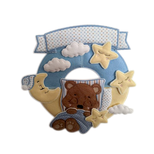 Dreamy Slumbers: Personalized ITH Sleeping Bear with Moon and Stars Hanger