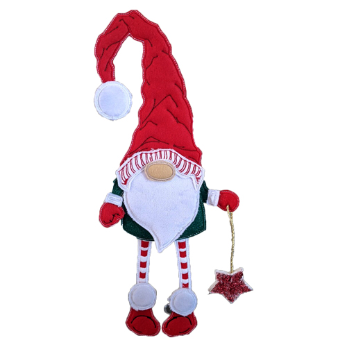 Elf's Shining Star: In-The-Hoop Embroidery Design of an Elf Holding a Christmas Star