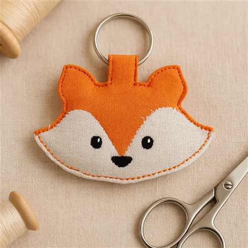 Adorable Fox Delight: In-The-Hoop Embroidery Design for a Cute Red Fox Keychain