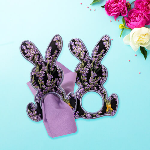 Springtime Table Decor: In-The-Hoop Embroidery Design of a Rabbit Napkin Holder.