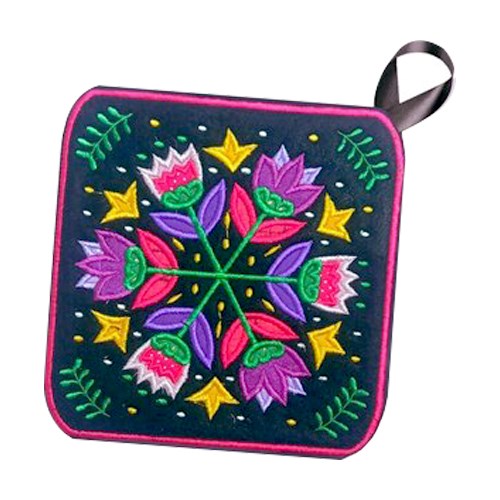 Folk Bloom: In-The-Hoop Pot Holder Design