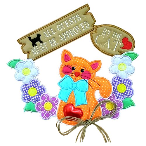 Purrmission Required: All Guests Must Be Approved by Cat - In The Hoop Embroidery Fun
