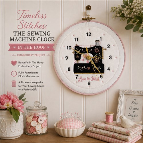 Timeless Stitches: The Sewing Machine Clock In The Hoop Embroidery