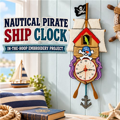 ITH Nautical Pirate Ship Clock