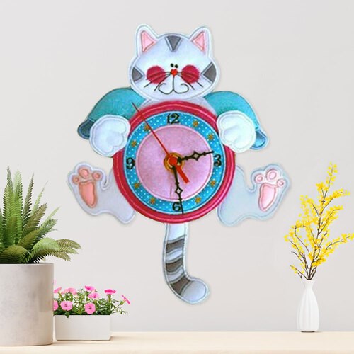 ITH Angel Cat Clock