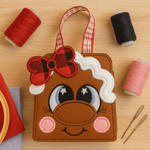 ITH Gingerbread Christmas Gift Bag Project with instructions - 5x7 Hoop