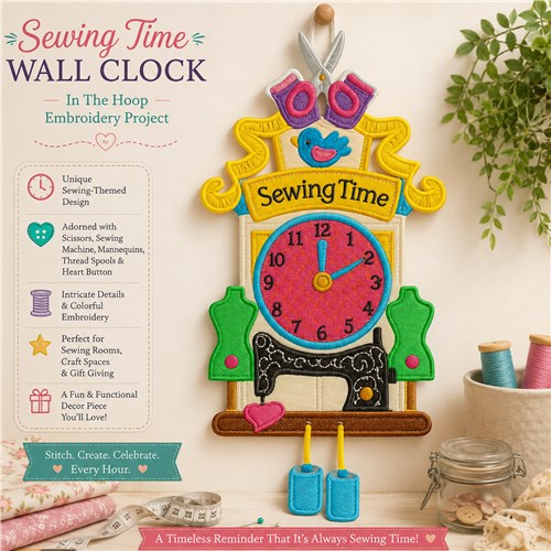 ITH Sewing Time Wall Clock