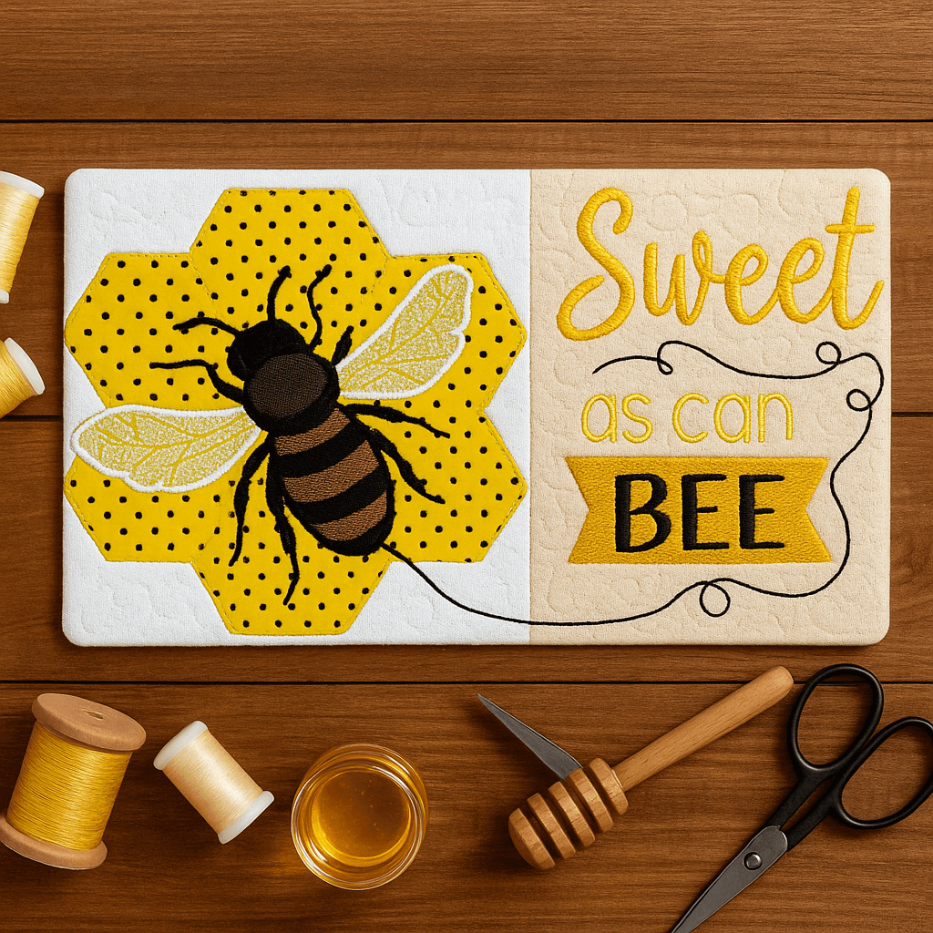 ITH Sweet as Can BEE Mug Rug