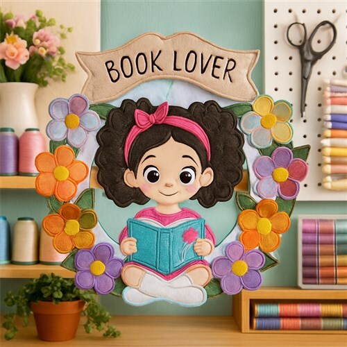 ITH Book Lover Girl Wreath