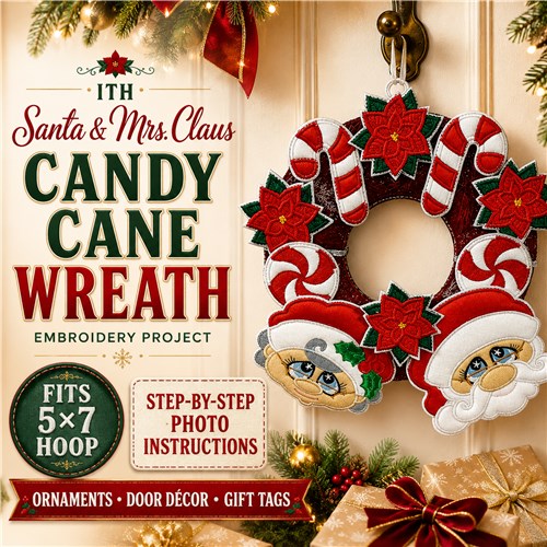 ITH Santa & Mrs Claus Candy Cane Wreath
