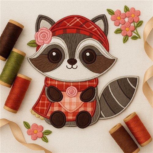 ITH Cozy Raccoon Embroidery Design