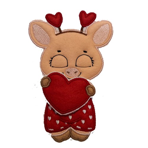 ITH Valentine Pig with a big heart