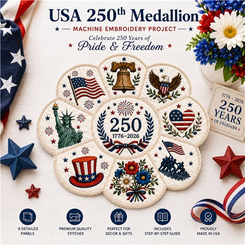 USA 250th Anniversary Quilt Medallion
