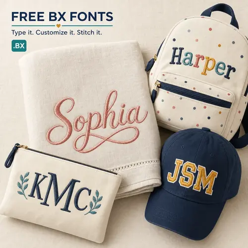 Free BX embroidery fonts for Embrilliance software