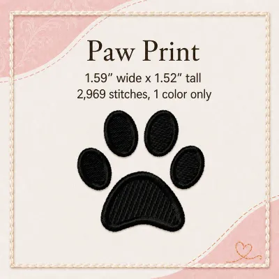 Paw Print Embroidery Design