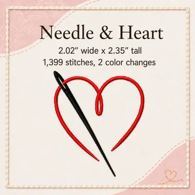 Needle Heart Embroidery Design