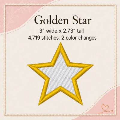 Golden Star Embroidery Design