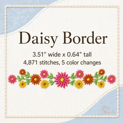 Daisy Border Embroidery Design