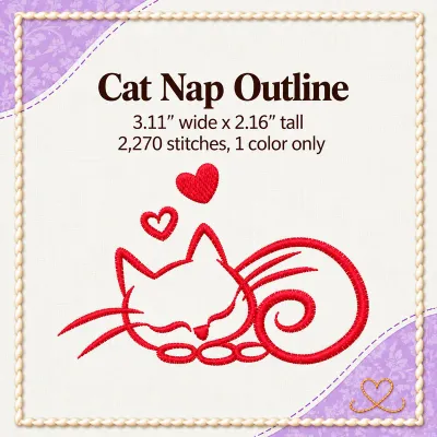Cat Nap Embroidery Design