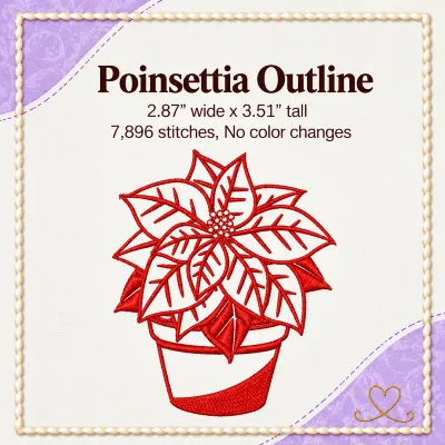 Poinsettia Outline Embroidery Design