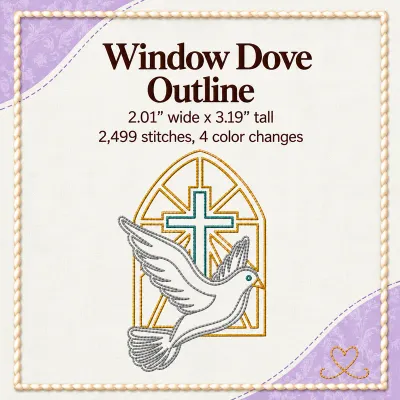 Window Dove Embroidery Design