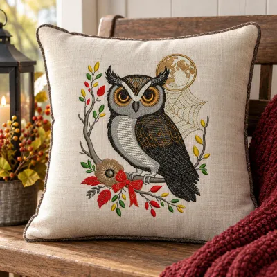 Moonlit Owl Embroidery Design